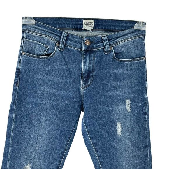 ASOS Blue Jeans Distressed Skinny Womens Size 4 Stretch Fit Casual Denim Pants - Picture 3 of 5